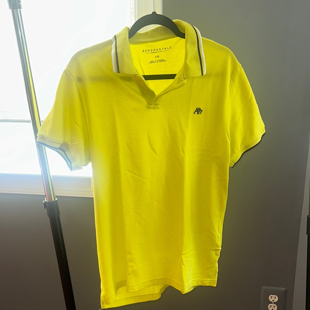 Aeropostale Men's Bright Yellow Polo Shirt